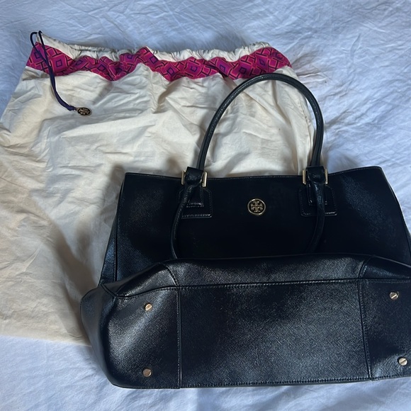 Like New Tory Burch black patent tote bag purse - Picture 9 of 10